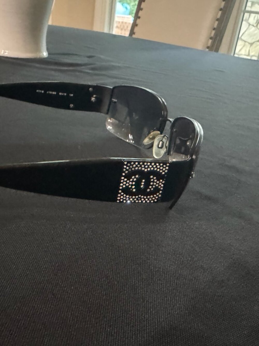 Chanel Black CC Rhinestone Shield Sunglasses - Picture 2 of 5